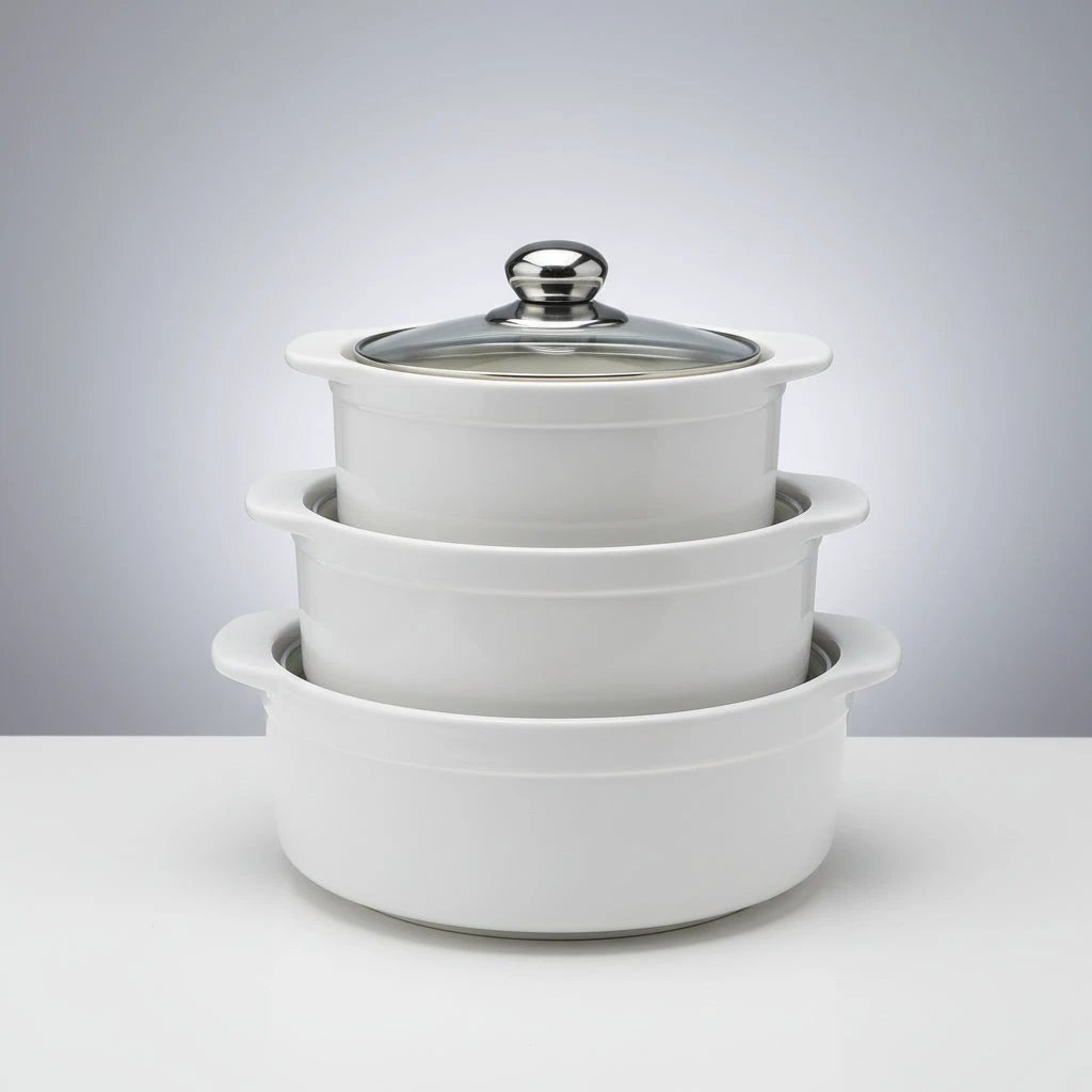 White Ceramic Serving Bowls - Set of 3 Pieces Serving Bowls Serveware