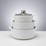 White Ceramic Serving Bowls - Set of 3 Pieces Serving Bowls Serveware