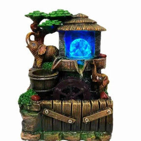 Tabletop Fountain Indoor Rockery Elephant Sculpture with Cascading Waterfall Home Decor Fountains