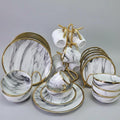 24-Piece Black Marble Dinner Set - Complete Dining Collection Kitchen & Dining Dinnerware Sets