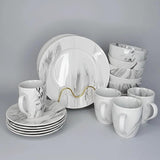 24-Piece Black Marble Dinner Set - Complete Dining Collection Kitchen & Dining Dinnerware Sets
