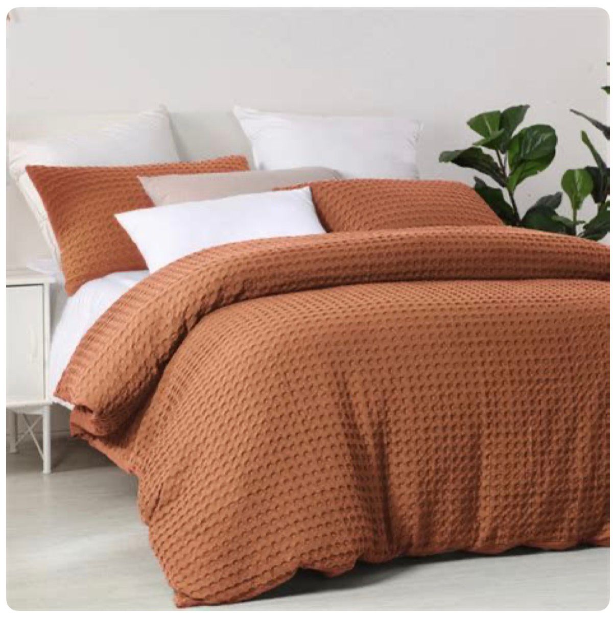 Waffle Bed Coverlet Set with Pillow Cases