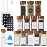 18PCS Glass Storage Jars Set - 12 Jars with Funnel, Pen, Stickers & Brush Home & Garden Food Storage Containers