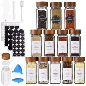18PCS Glass Storage Jars Set - 12 Jars with Funnel, Pen, Stickers & Brush Home & Garden Food Storage Containers