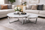 Marble-Top Nesting Coffee Tables with Chrome Base