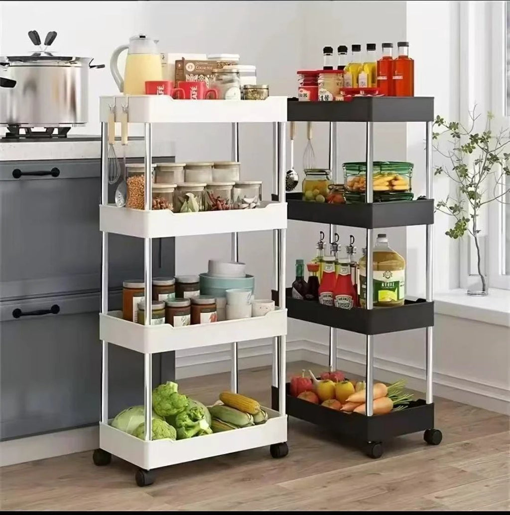 4 Tier Multipurpose Storage Rack with Wheels Home & Garden Carts