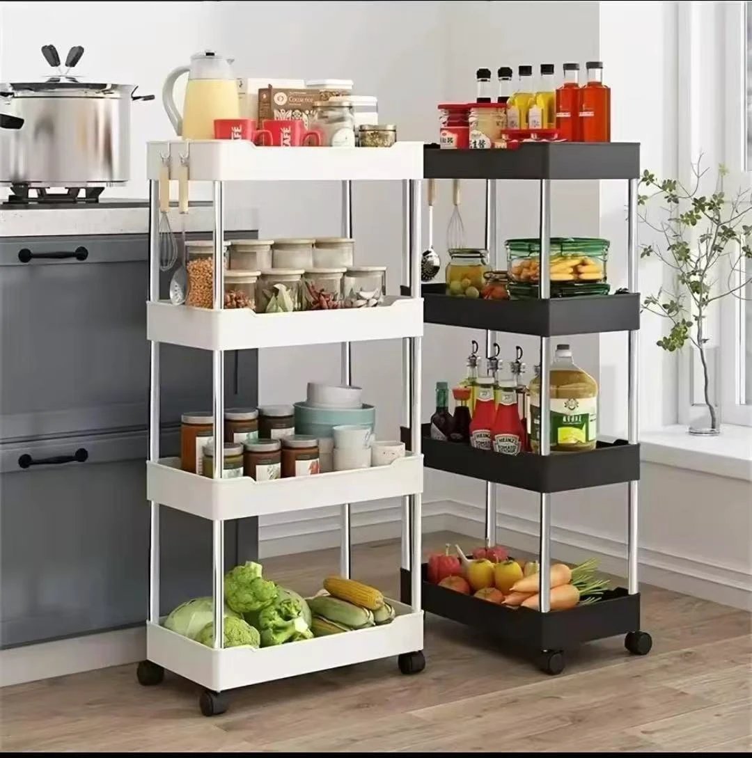 4 Tier Multipurpose Storage Rack with Wheels Home & Garden Carts