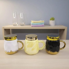 King and Queen Designer Mugs - Luxury Gold Accent Kitchenware Mugs