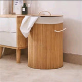 Foldable Large Capacity Bamboo Laundry Basket - Natural Wood Storage