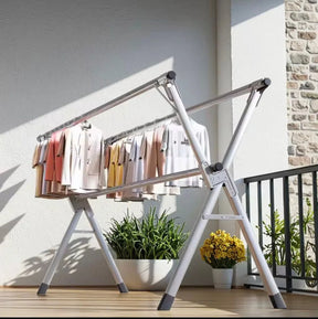 Stainless Steel Retractable Double Tier Folding Rust Resistant Clothing Drying Rack Home & Living Drying Racks