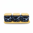3pcs Ceramic Condiment Set With Lids Spoons & Tray Kitchenware Condiment Shakers