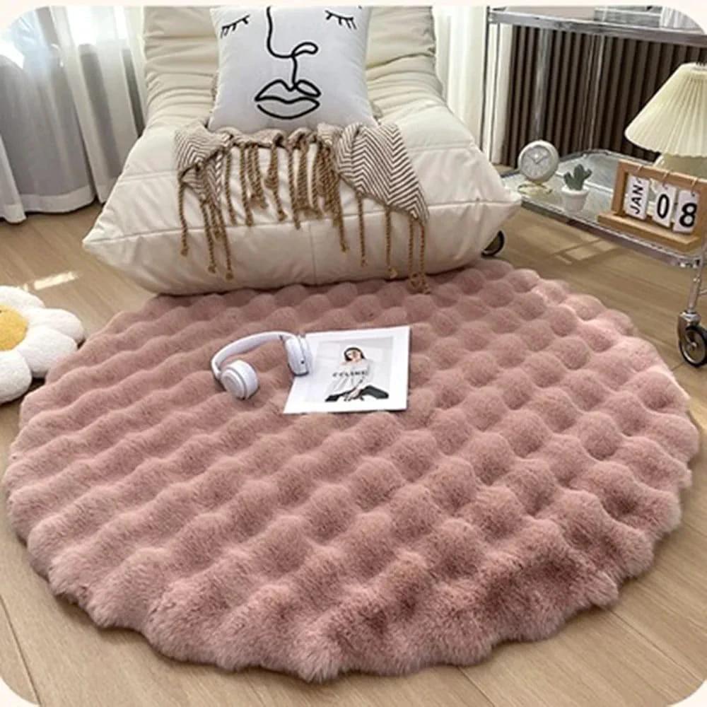 Fluffy Round Plush Rug - 60cm Ultra Soft Shaggy Carpet Home & Garden Rugs