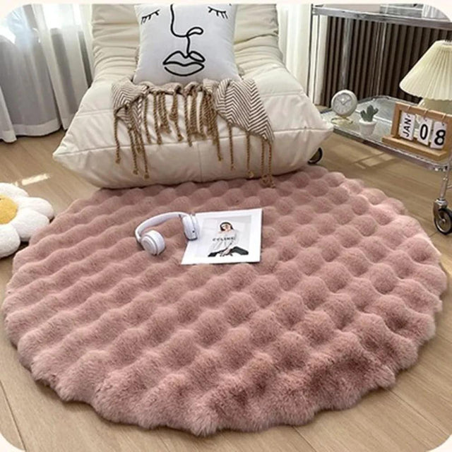 Fluffy Round Plush Rug - 60cm Ultra Soft Shaggy Carpet Home & Garden Rugs