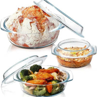 3 Pcs Set High Borosilicate Glass Casserole with Lid Kitchen & Dining Casserole Dishes