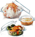 3 Pcs Set High Borosilicate Glass Casserole with Lid Kitchen & Dining Casserole Dishes