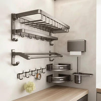 Multifunctional Aluminum Bath Towel Shelf Storage Rack Set Bathroom Accessories Towel Racks