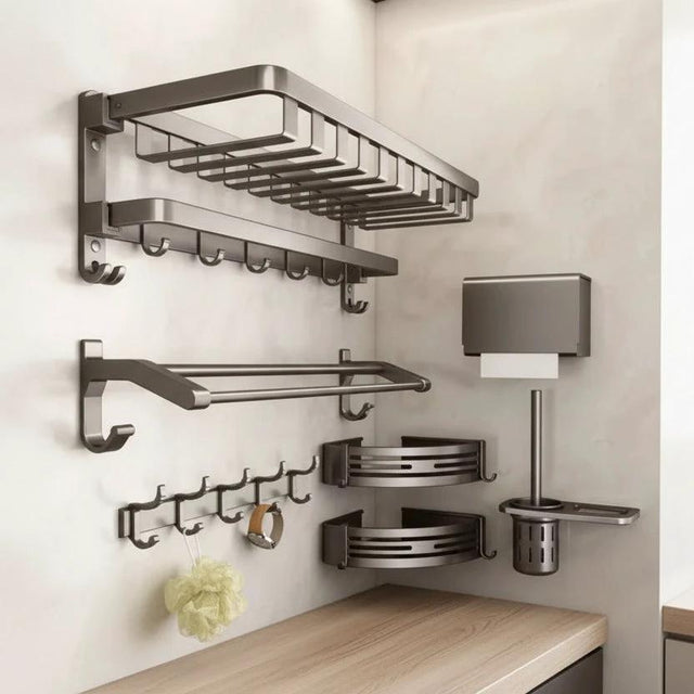 Multifunctional Aluminum Bath Towel Shelf Storage Rack Set Bathroom Accessories Towel Racks