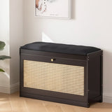 Wooden Stool with Bucket Flip Shoe Cabinet