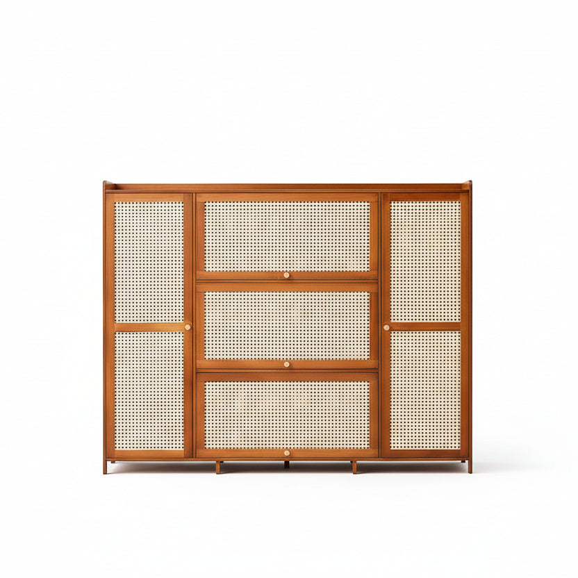 26 Pairs Wooden Bamboo Shoe Cabinet - Black & Brown