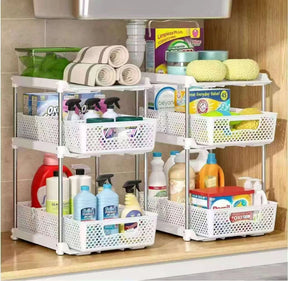2 Piece Multifunctional Pull Out Rack Stainless Steel Non-Rust Organizer Home & Garden Household Storage Caddies