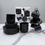 24 Piece Black Dinner Set - Serves 6 Kitchen & Dining Dinnerware Sets