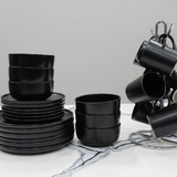 24 Piece Black Dinner Set - Serves 6 Kitchen & Dining Dinnerware Sets
