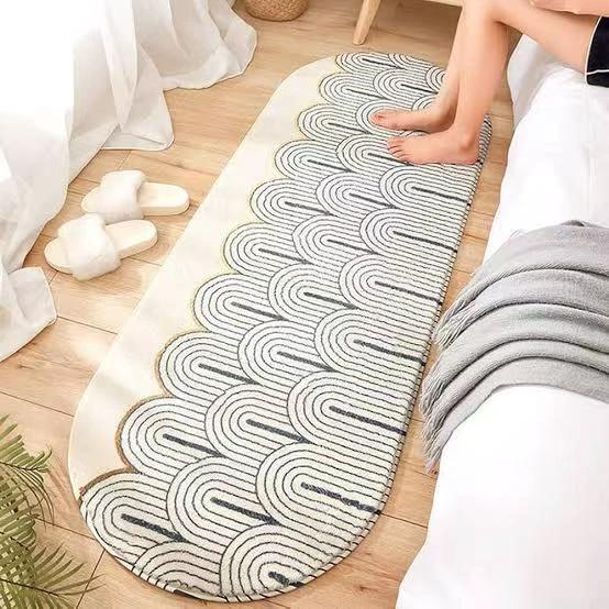 Warm Soft Oval Bedside Mat 60x180cm Easy Clean Bedroom Living Room Floor Rug Home & Garden Rugs
