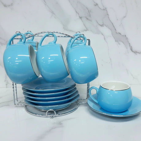 Porcelain Cup Saucer Set with Gold Rim Kitchen & Dining Tea Sets