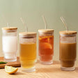 350ml Borosilicate Glass Tumbler with Bamboo Lid and Straw Kitchen & Dining Tumblers