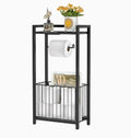 Black Metal Toilet Paper Holder with Storage Shelf Wall-Mounted Home & Garden Toilet Paper Holders