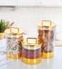 3-Piece Luxury Golden Acrylic Kitchen Canister Storage Jar Set Tea Sugar Coffee Cereal Kitchen & Dining Food Storage Containers