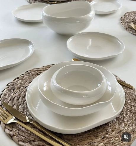 27-Piece Elegant European Porcelain Dinner Set 6 Plates 6 Side Plates 6 Salad Bowls 6 Soup Bowls Salt Shakers Platter Kitchen & Dining Dinnerware Sets