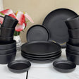 Black 24-Piece Dinner Set 6 Plates 6 Side Plates 6 Bowls 6 Cups Elegant Dining Kitchen & Dining Dinnerware Sets