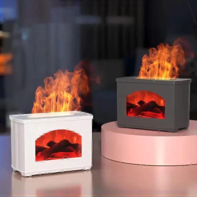 3D Fireplace Aromatherapy Cool Mist Humidifier 270ml Diffuser LED Flame Effect White Grey Home & Garden Humidifiers