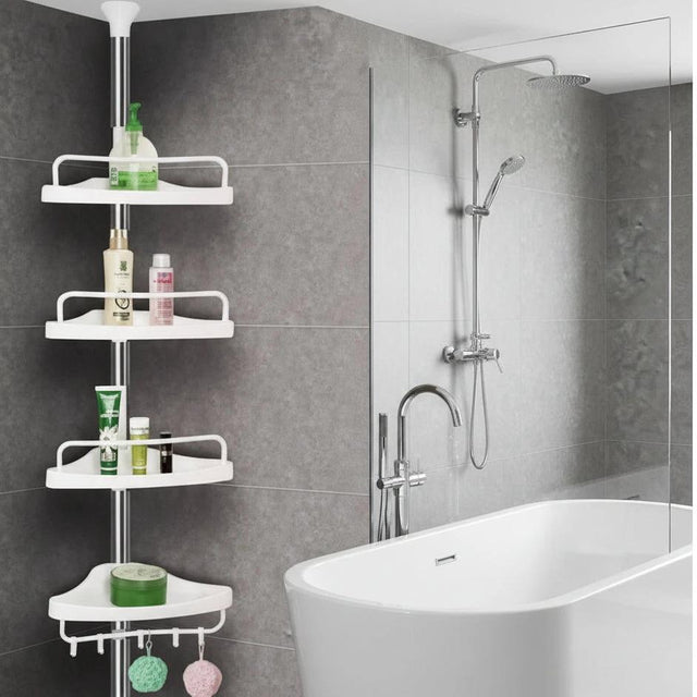 4-Tier Telescopic Corner Shelf Organizer Adjustable Height Bathroom Kitchen Living Room Storage Home & Garden Shower Caddies