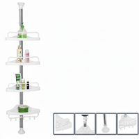 4-Tier Telescopic Corner Shelf Organizer Adjustable Height Bathroom Kitchen Living Room Storage Home & Garden Shower Caddies