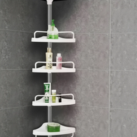 4-Tier Telescopic Corner Shelf Organizer Adjustable Height Bathroom Kitchen Living Room Storage Home & Garden Shower Caddies
