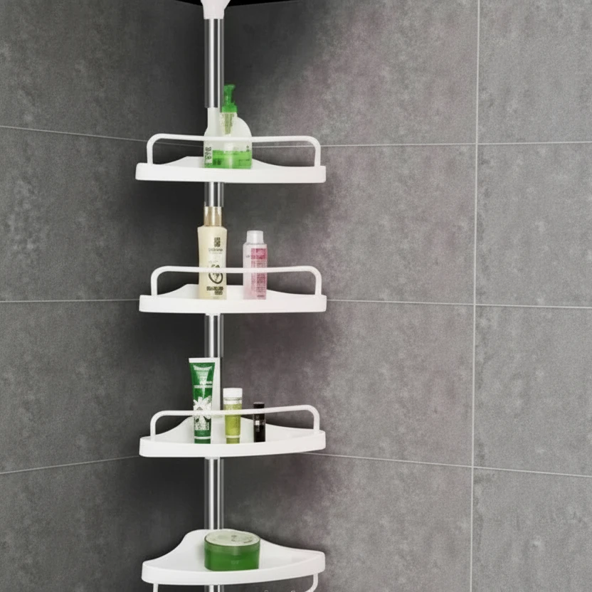 4-Tier Telescopic Corner Shelf Organizer Adjustable Height Bathroom Kitchen Living Room Storage Home & Garden Shower Caddies