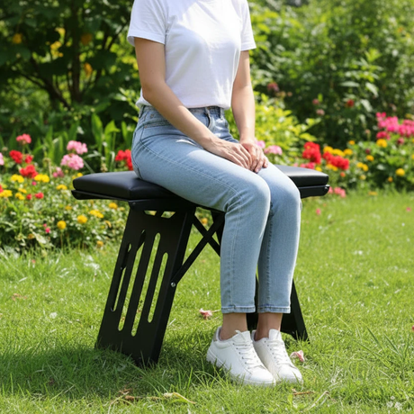 Steel Portable Folding Stool Lightweight Compact Outdoor Indoor Black Home & Garden Folding Stools