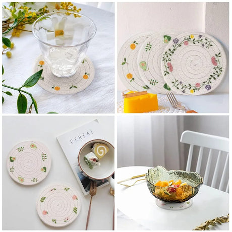 Woven Wooden Place Mats - Non-Slip Coaster Set 2pcs Kitchen & Dining Trivets
