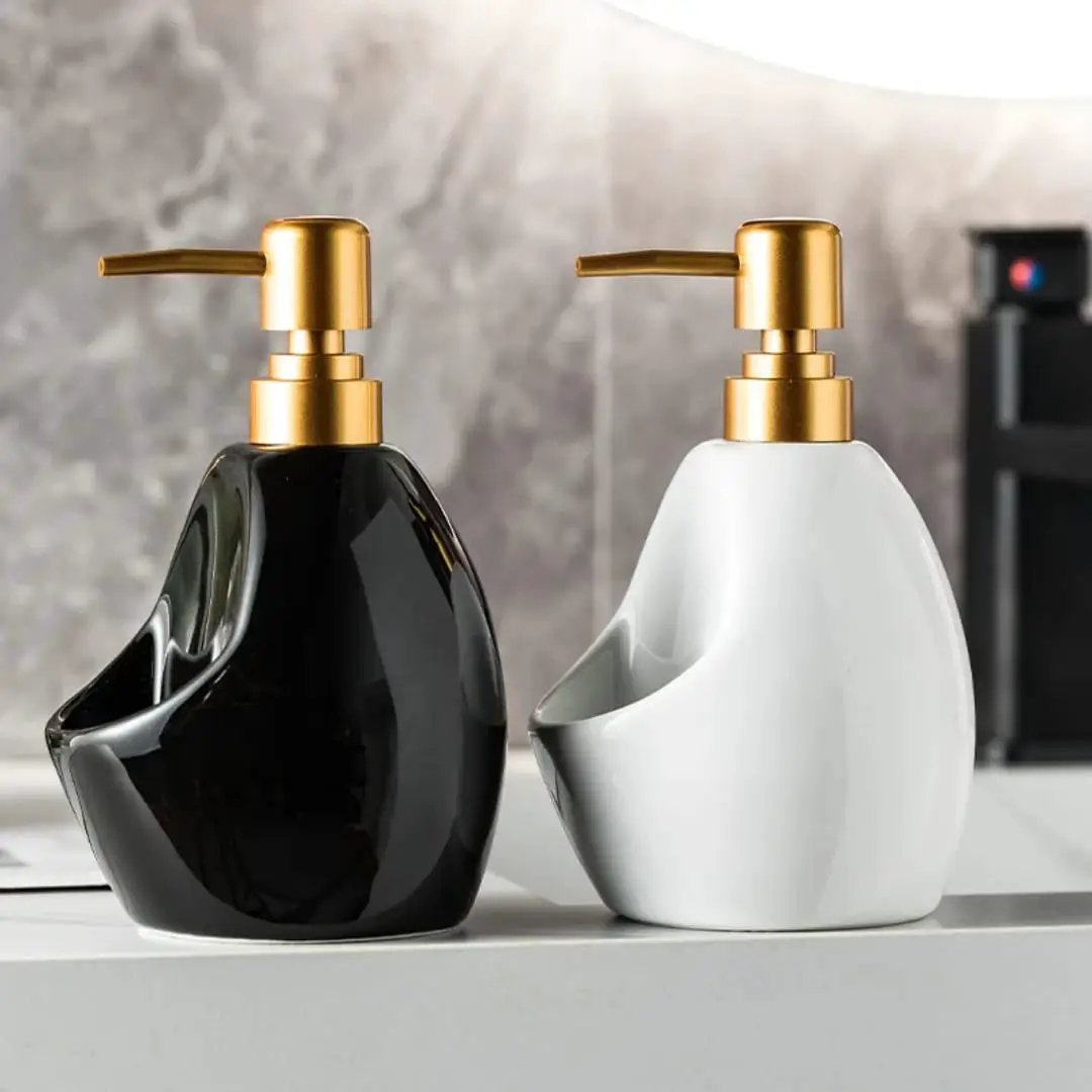 Ceramic Soap Dispenser with Sponge Holder Home & Kitchen Soap & Lotion Dispensers