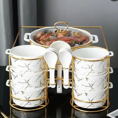 Nordic Ceramic Soup Bowl Set, 15pcs Kitchenware Bowls