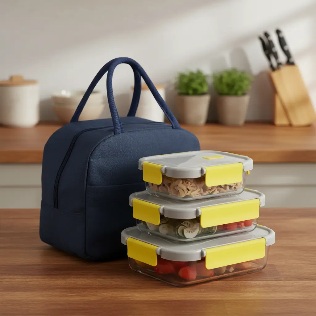 Premium Borosilicate Glass Snack Box With Insulated Lunch Bag Food Storage & Containers Lunch Containers