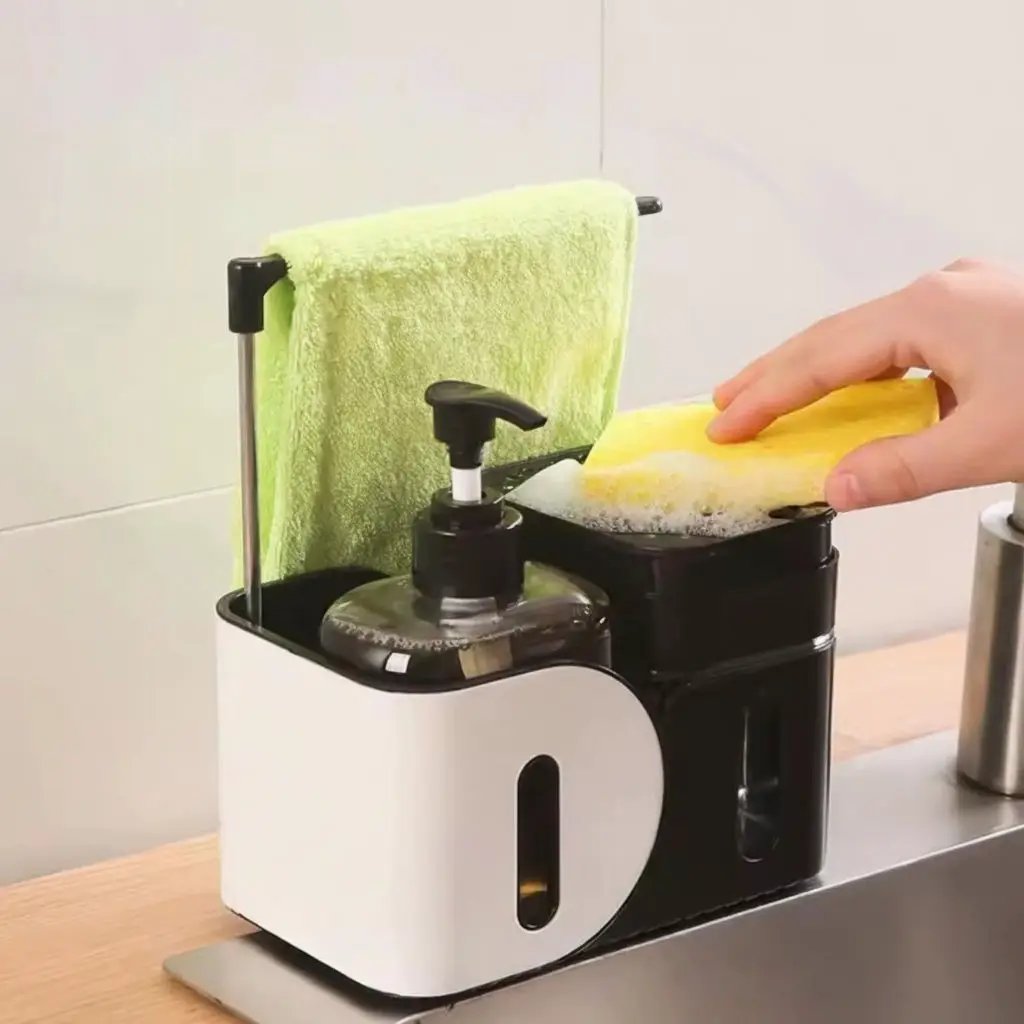 4-in-1 Multifunctional Soap Dispenser – Black Bathroom & Kitchen Accessories Soap & Lotion Dispensers