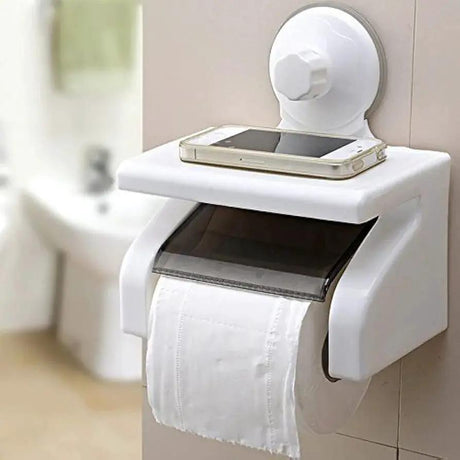 Waterproof Suction Tissue Holder – White Bathroom Accessories Toilet Paper Holders