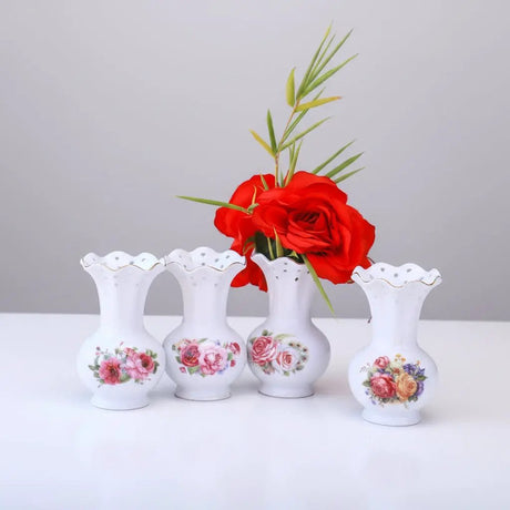 Bone China Floral Vase – White, Big Bottom, 15x39cm Home Decor Vases