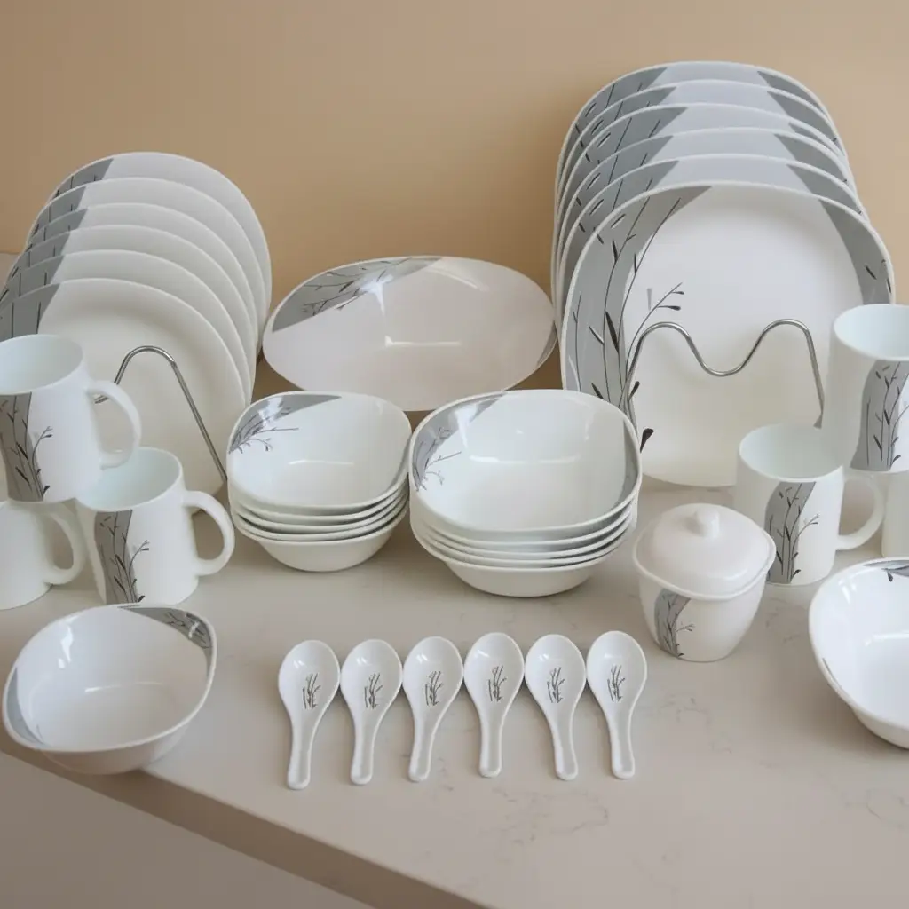 39-Piece Ceramic Dinner Set – White & Gold Dinnerware & Table Setting Dinnerware Sets