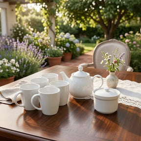 Ceramic White Tea Set – Kettle, Mug & Sugar Dish Drinkware & Tea Sets Tea Sets