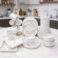 32-Piece Matte Stoneware Marble Dinner Set Dinnerware & Table Setting Dinnerware Sets