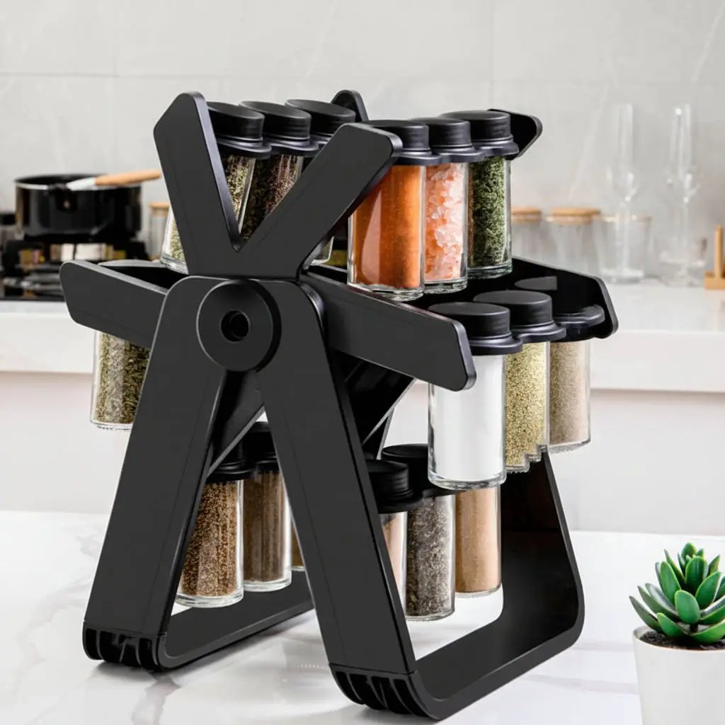 Windmill Rotating Spice Rack – 18 Jars Kitchen & Dining Spice Organizers